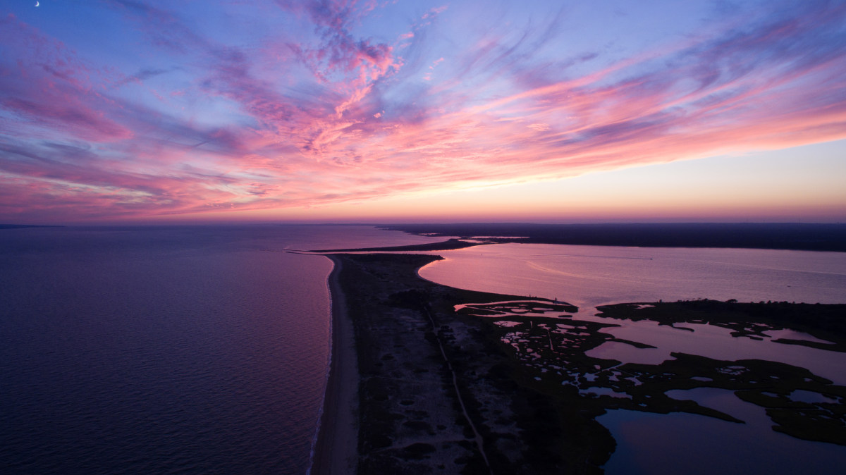 sunset over south cape beach, first post to skypixel