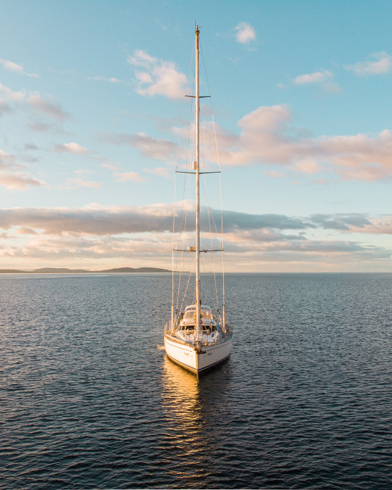 sailing boat in the morning
