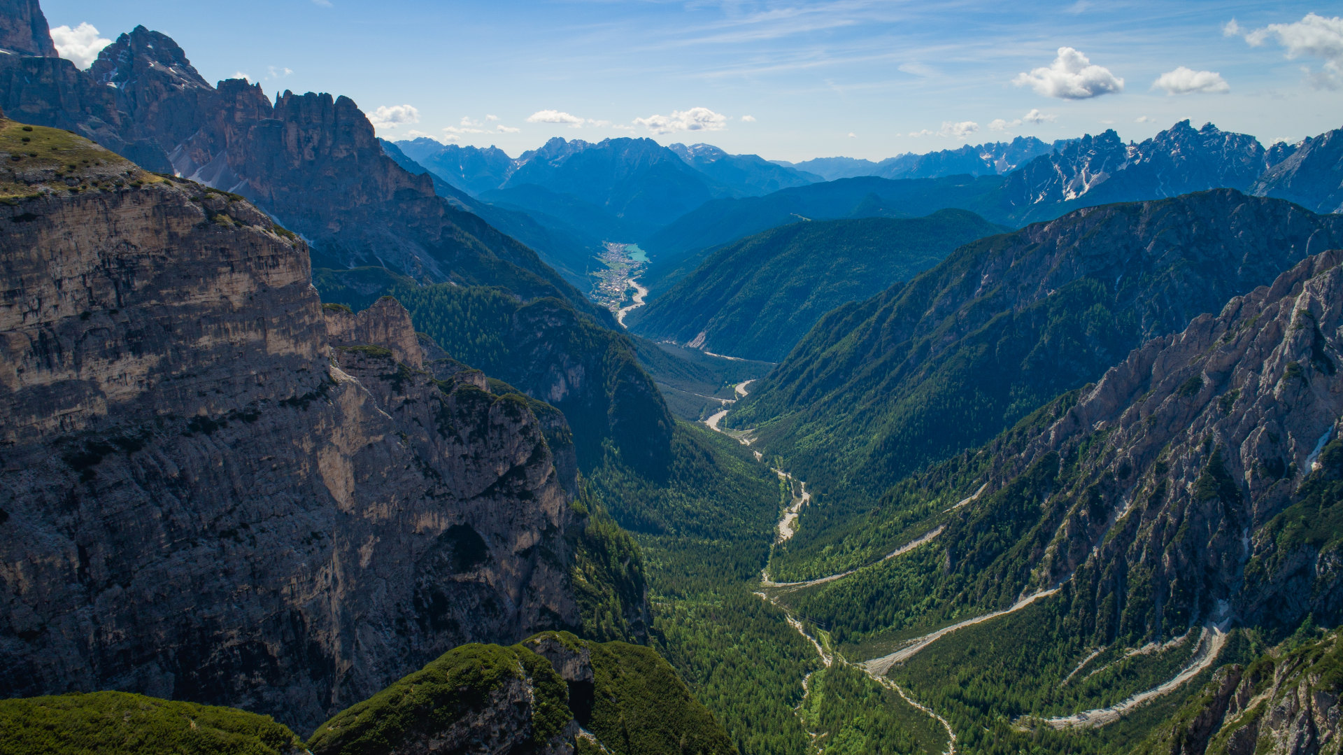 view from top of the mountain to the green valley