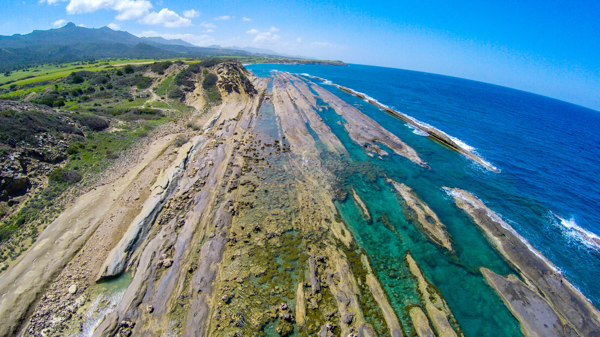 coastline along uninhabited shores of northern cyprus