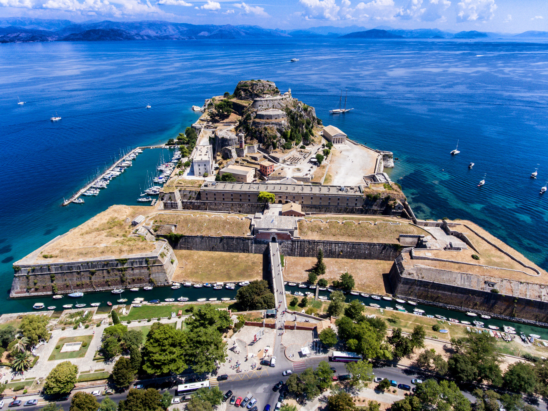 the old venetian fortress in corfu town, kerkyra island, greece