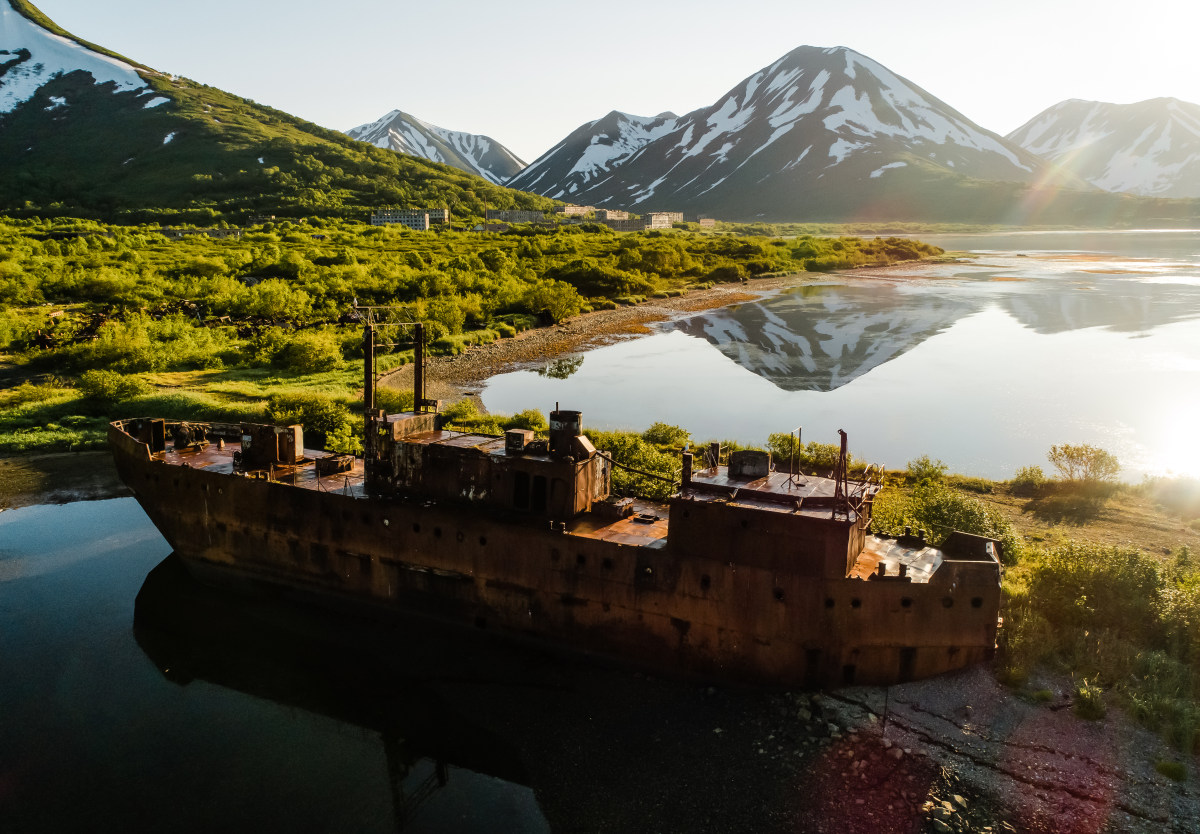 smit smittykamchatka territory, russia - july 9, 2018: an aerial